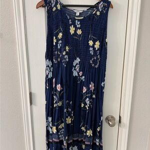 Croft & Barrow Dark Blue Floral Sleeveless Maxi Dress